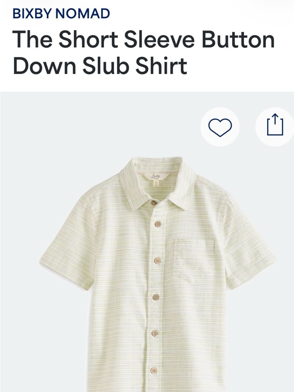 Short Sleeve Button-Down Shirt in Light Green Stripe